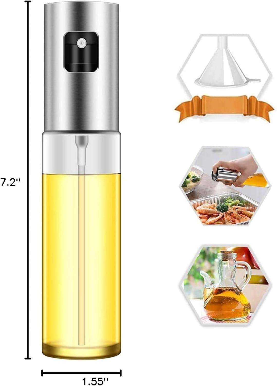 Oil Sprayer for Cooking, 100Ml Oil Spray Bottle Versatile Glass for Cooking, Baking, Roasting, Grilling