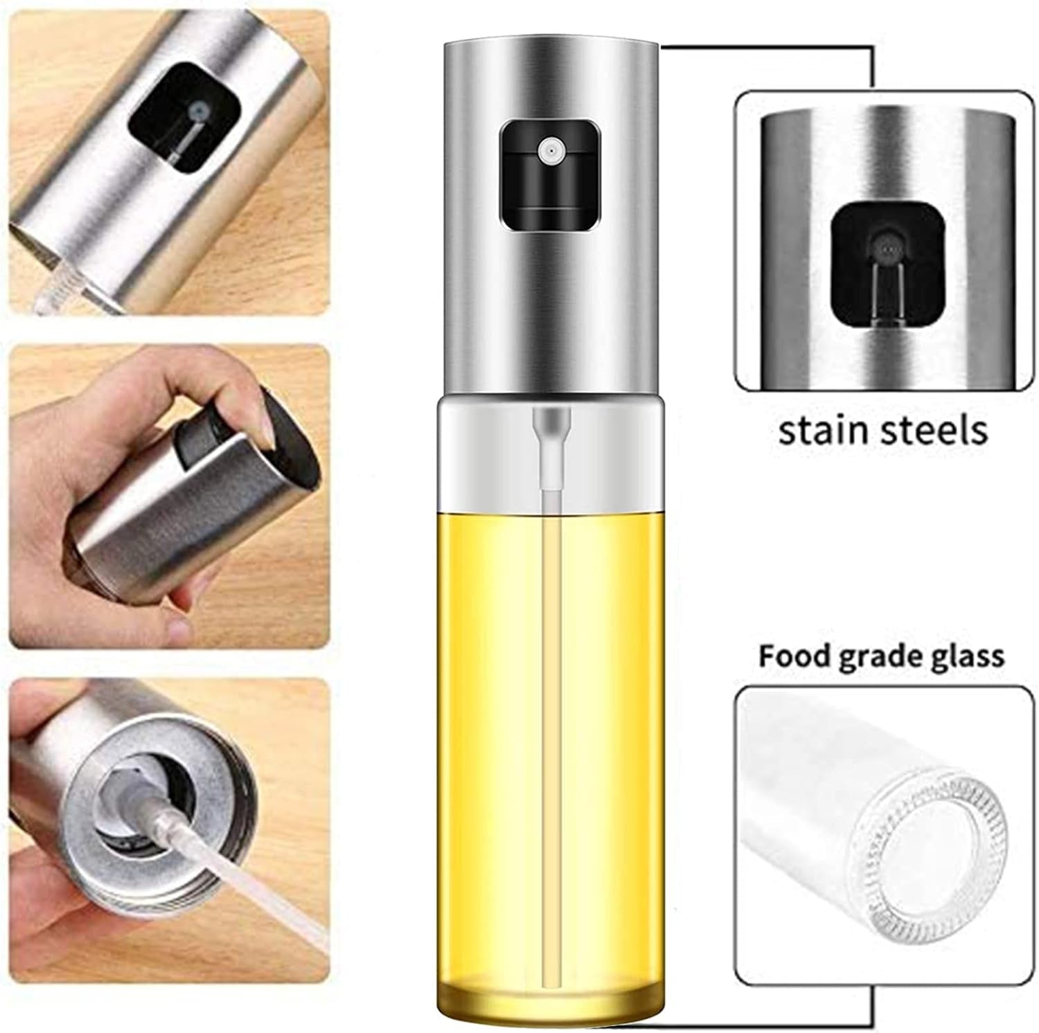 Oil Sprayer for Cooking, 100Ml Oil Spray Bottle Versatile Glass for Cooking, Baking, Roasting, Grilling